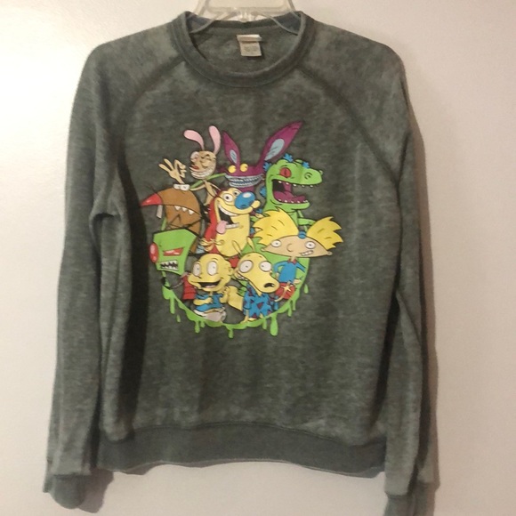 Nickelodeon Tops - Nickelodeon Vintage Style Heather Green Sweatshirt